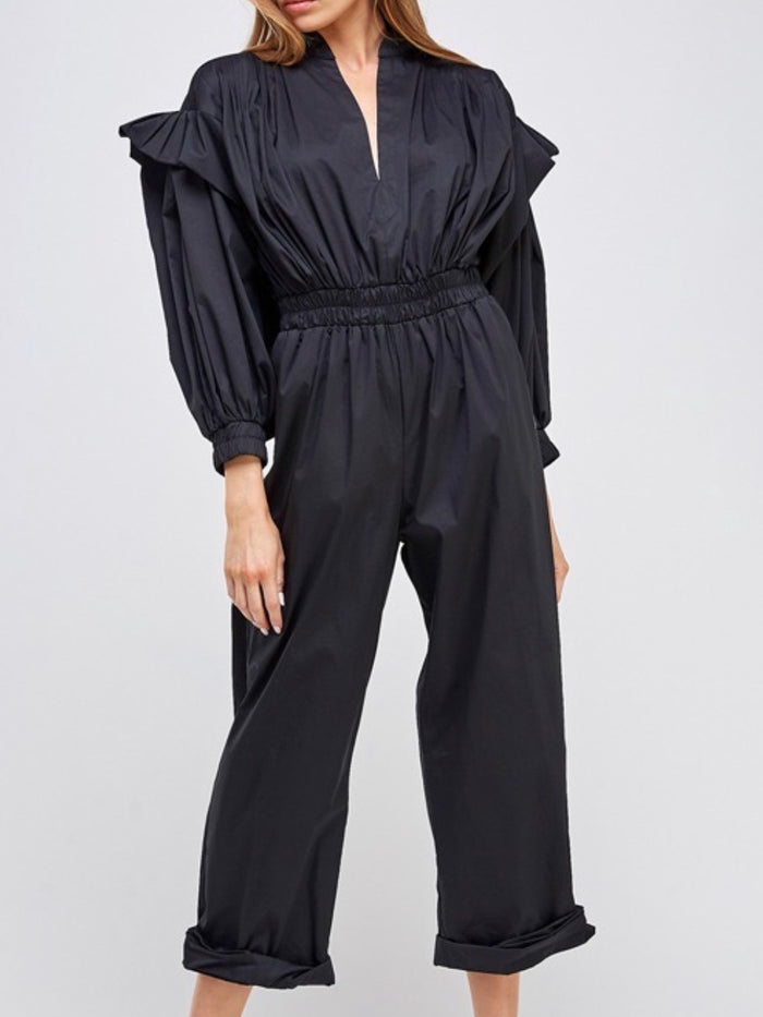 Black Ruffled Jumpsuit