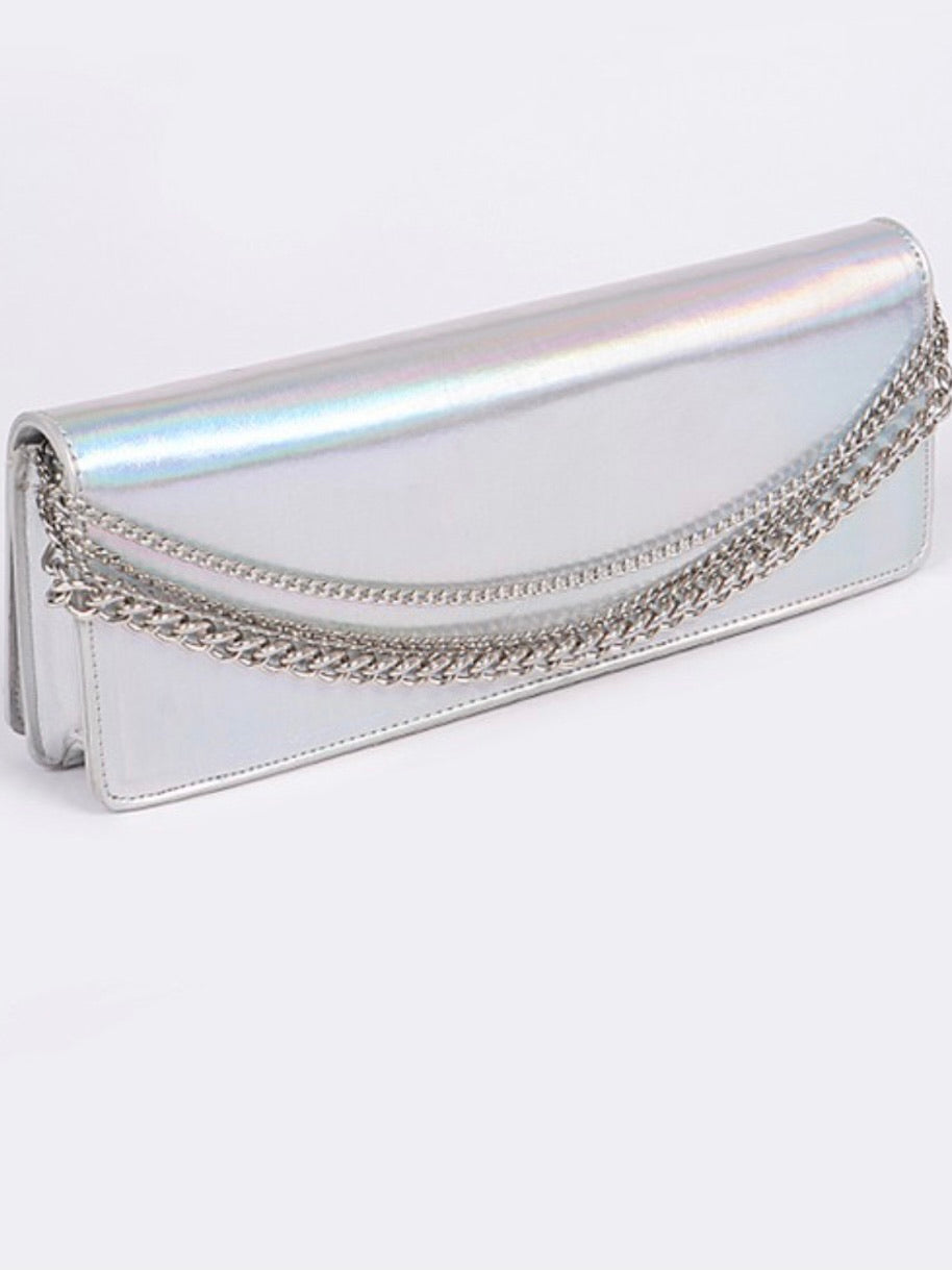 Metallic Chain Detail Clutch