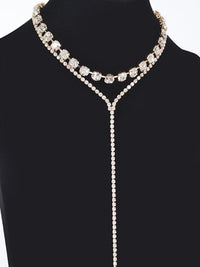 Rhinestone Lariat Double Necklace