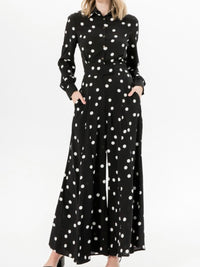 Black Polka Dot Button Down Jumpsuit