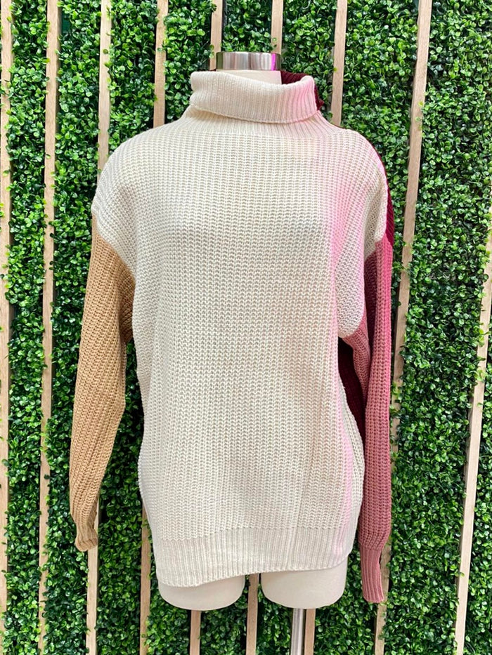 Wine Colorblock Sweater