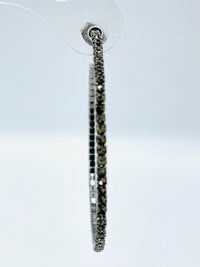 Gunmetal Crystal Hoops