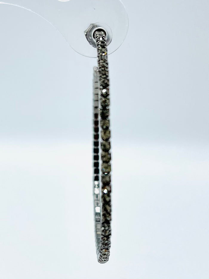 Gunmetal Crystal Hoops