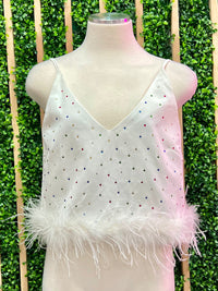 Rhinestone Studded Feather Cami