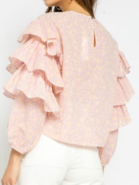 Ruffle Detail Puff Sleeve Top