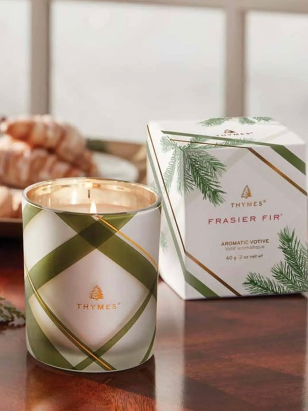 Frasier Fir Frosted Plaid Medium Candle