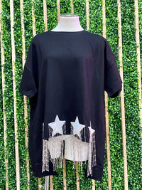 Sequin Star Patch  Oversized Tee