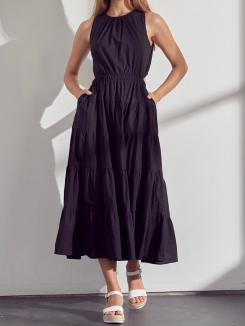 Open Back High Neck Maxi Dress