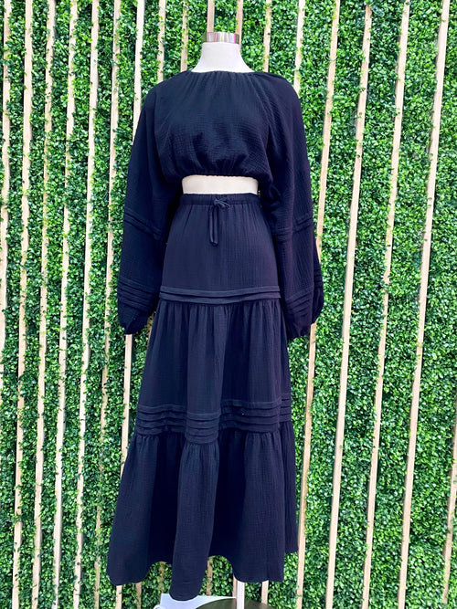 Exquisite Black Tiered Skirt