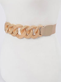 Textured Chain Buckle Elastic Belt