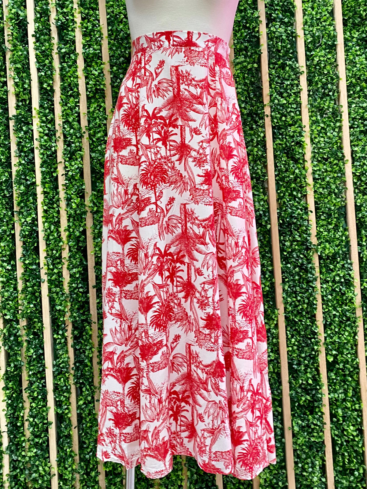 Red Tropical Wide Leg Pant