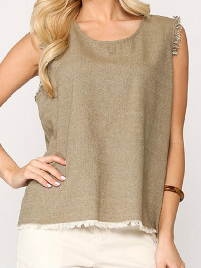 Frayed Hem Sleeveless Top