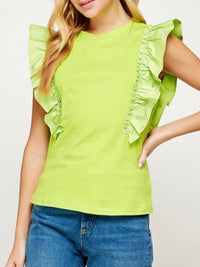 Lime Ruffled Knit Top