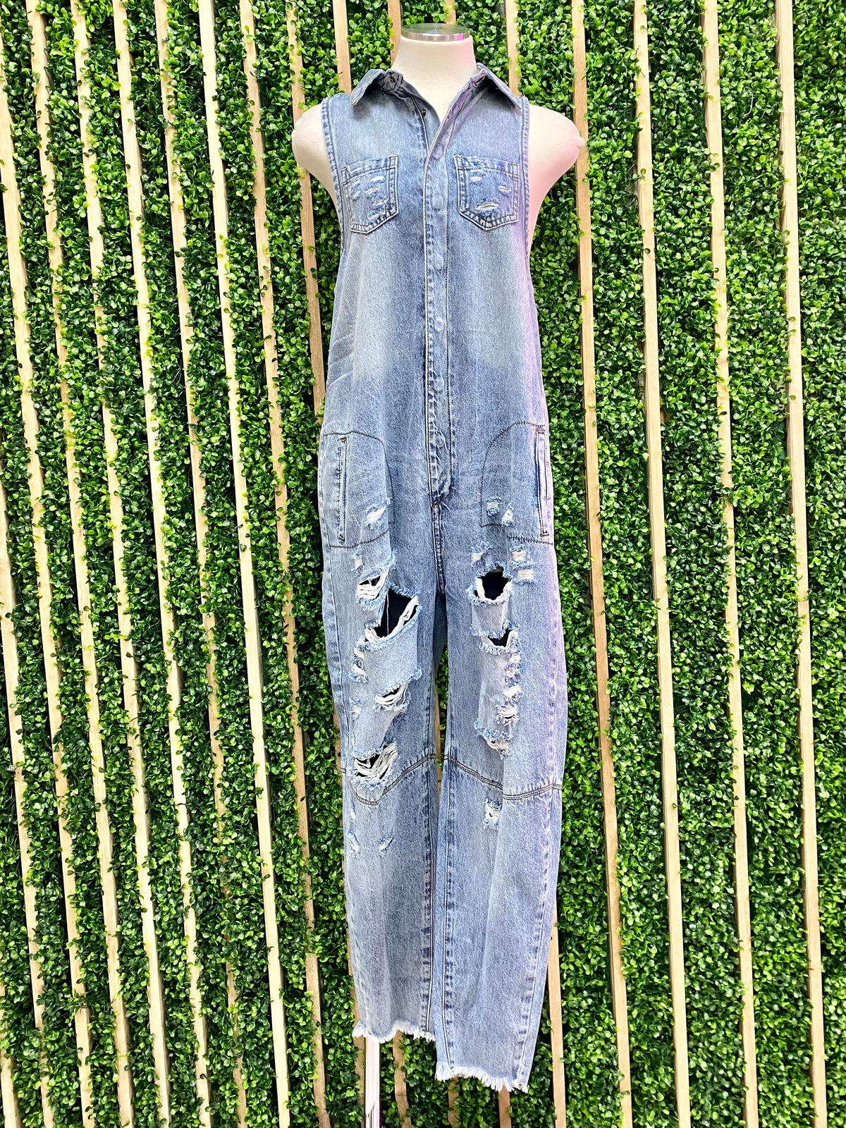 Denim Sleeveless Jogger Jumpsuit