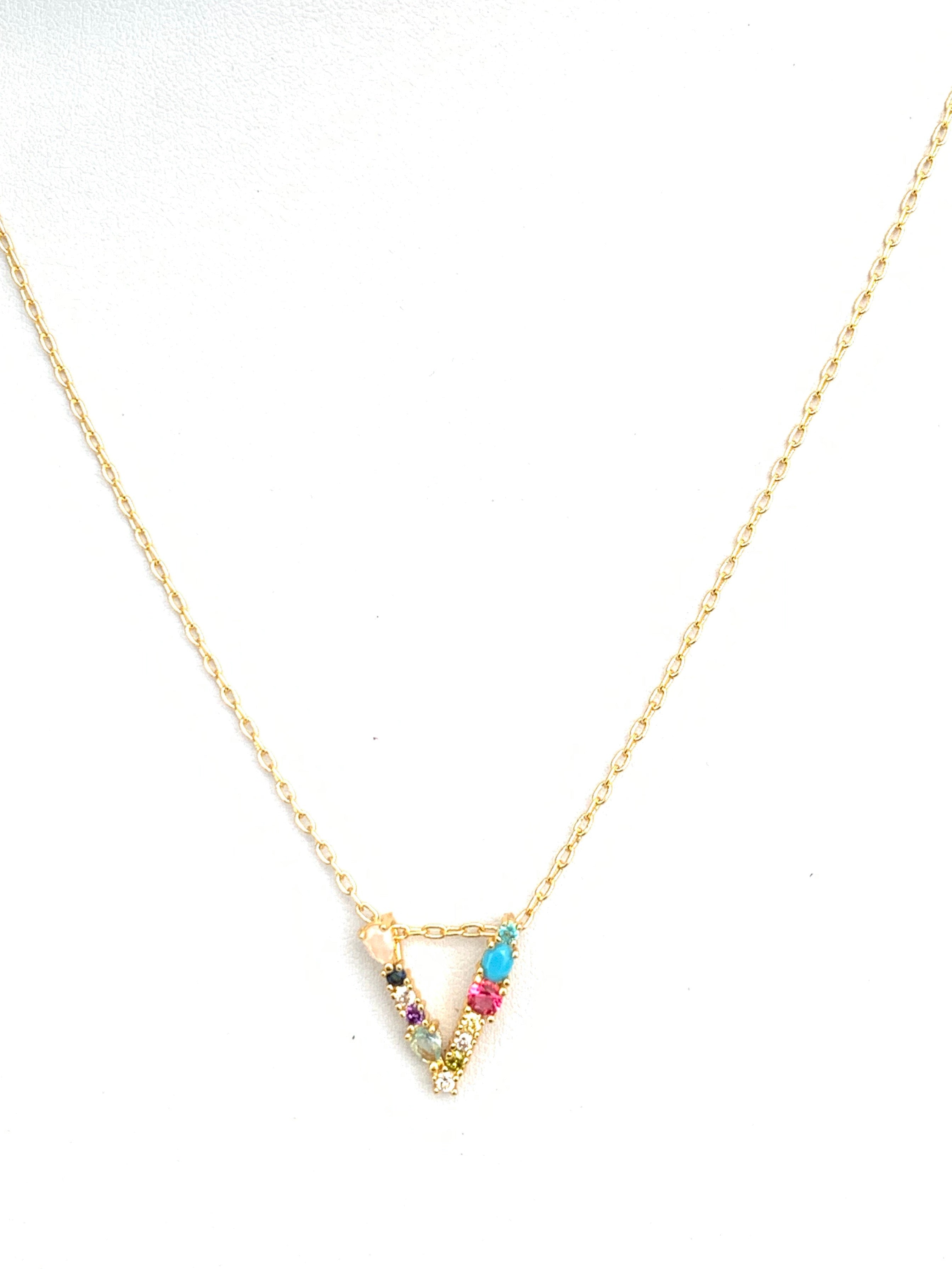 Rainbow Initial Necklace (Small)