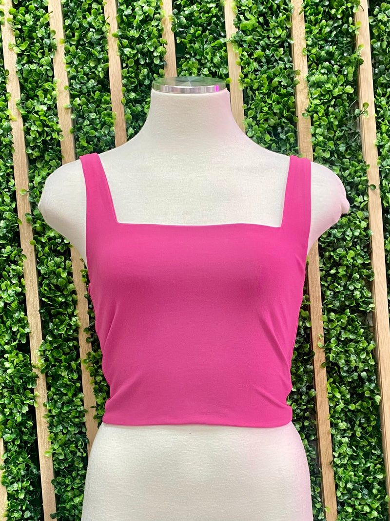 Square Neckline Cropped Basic Top