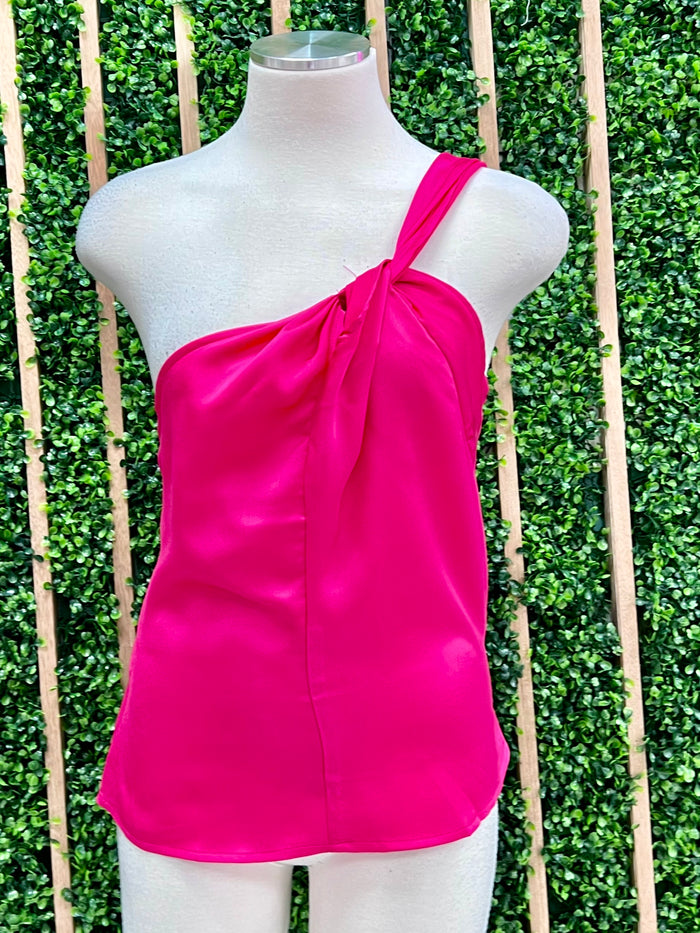 Satin Open Shoulder Twist Top
