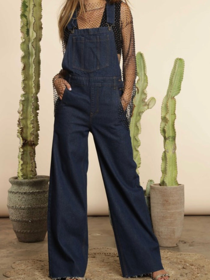 Dark Denim Wide Leg Overall