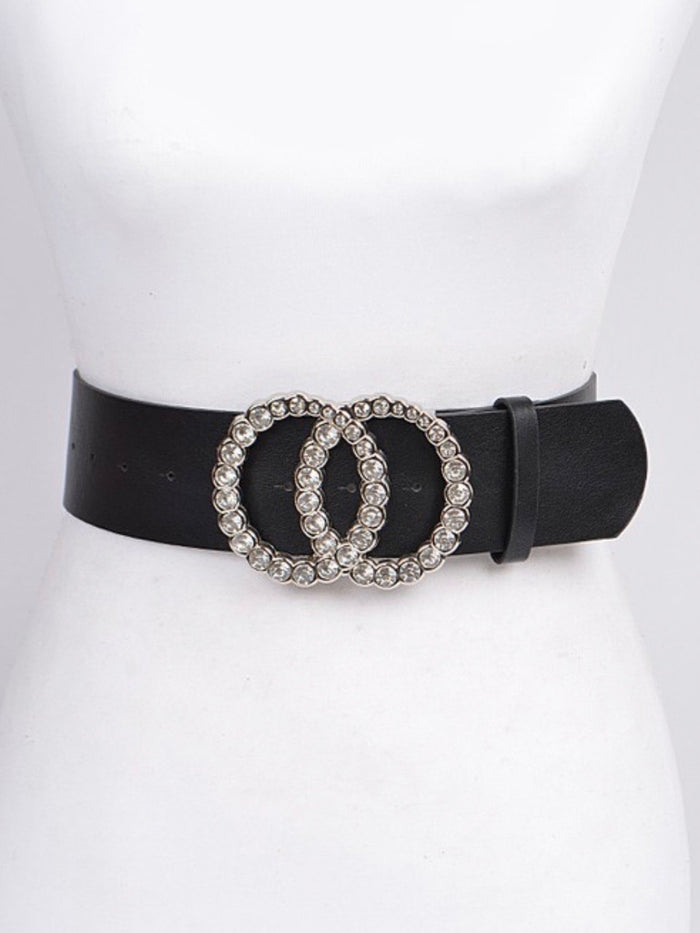 Rhinestone Double Ring Buckle Belt