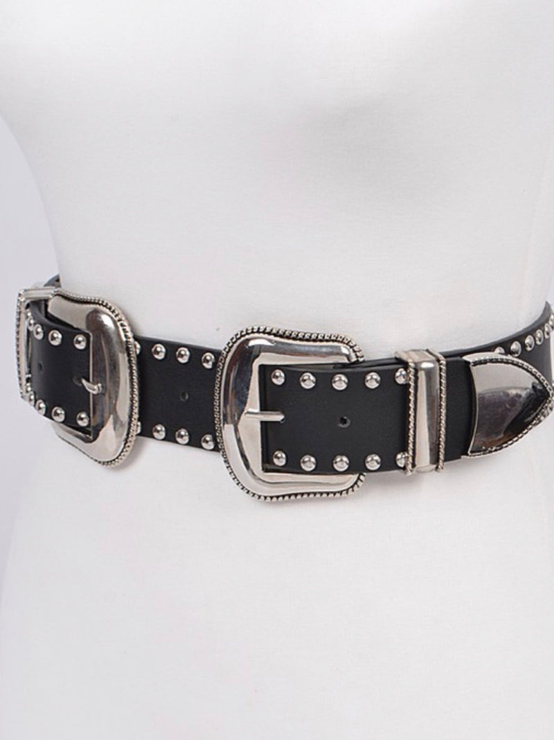 Studs Double Buckle Belt