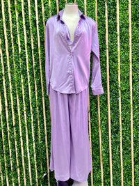 Lilac Satin 3  Piece Pant Set