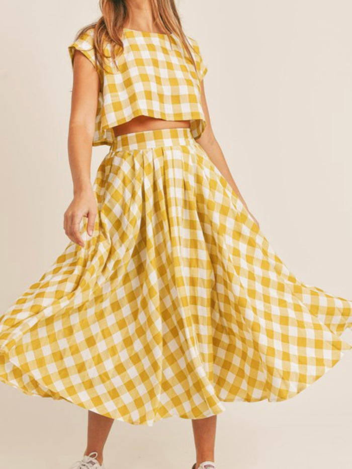 Gingham Midi Skirt Set