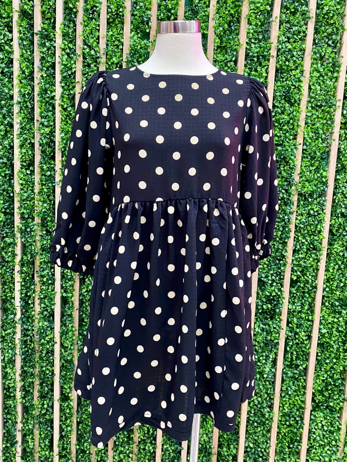 Polka Dot Balloon Sleeve Dress