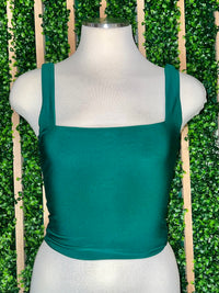 Square Neckline Cropped Basic Top