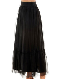 Black Tulle Midi Skirt