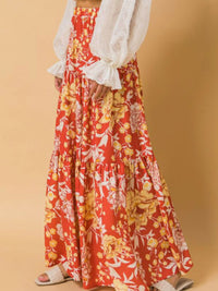 Rust Floral Maxi Skirt