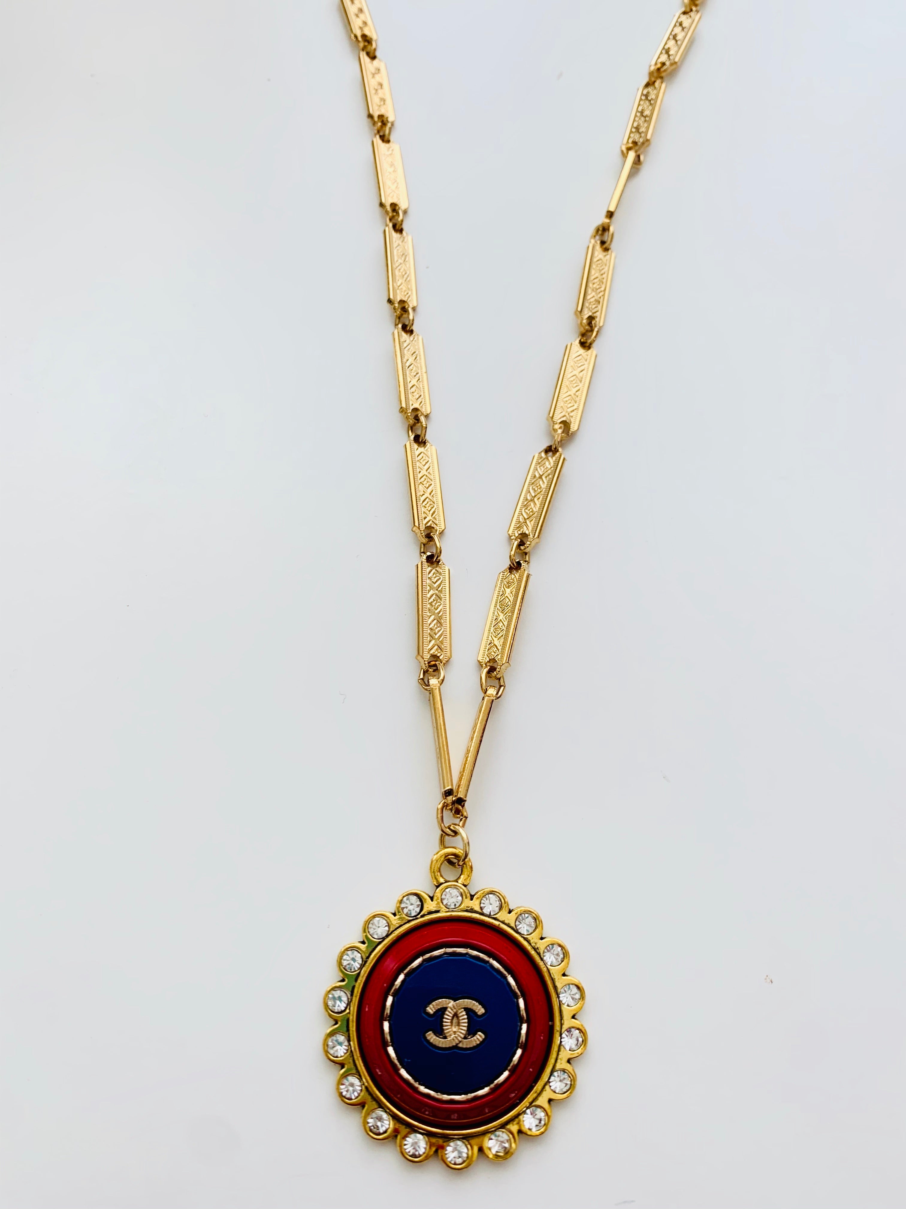Aaliyah CC Red Button Long Necklace