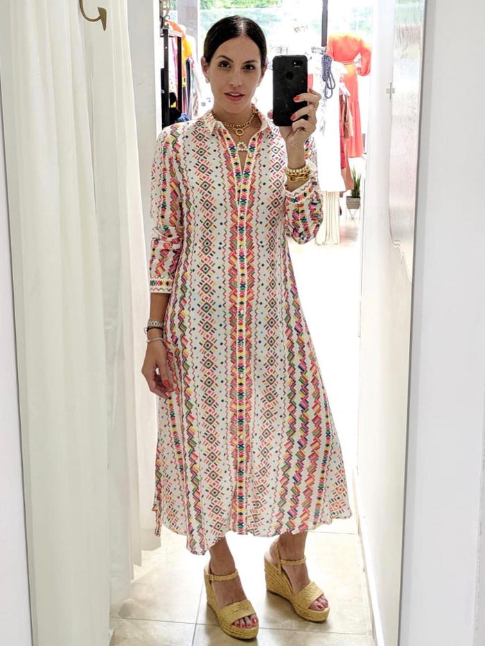 Geometric Print Shirt Dress