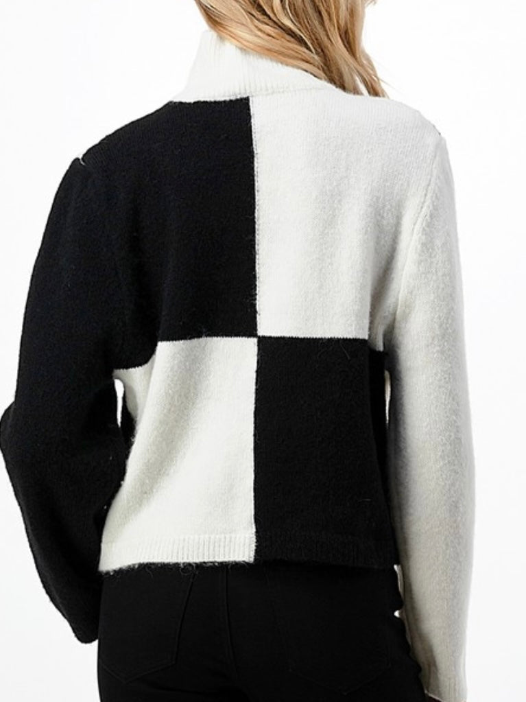 Checkboard Knit Sweater