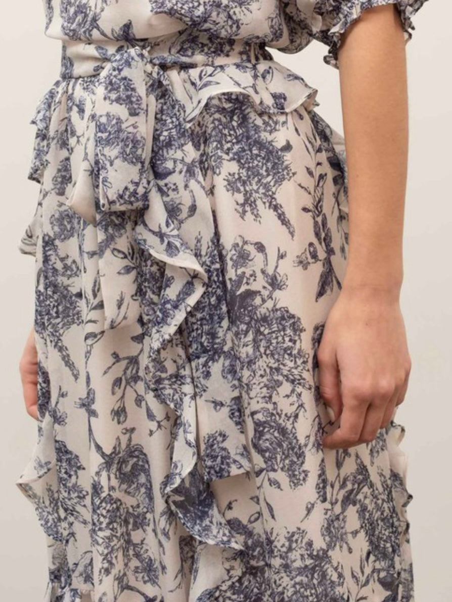 Floral Ruffled Midi Skirt