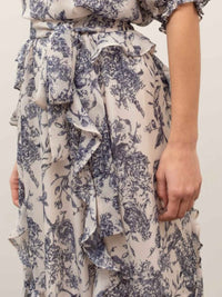 Floral Ruffled Midi Skirt