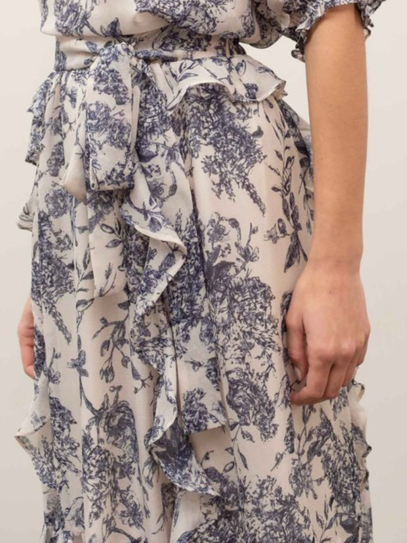 Floral Ruffled Midi Skirt