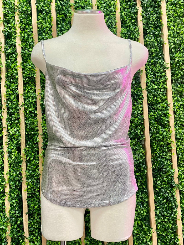 Silver Draped Neck Top