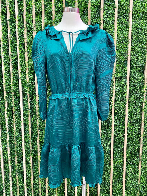 Emerald Green Textured Short Dress