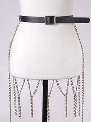 Black Silver Chain Skirt Belt