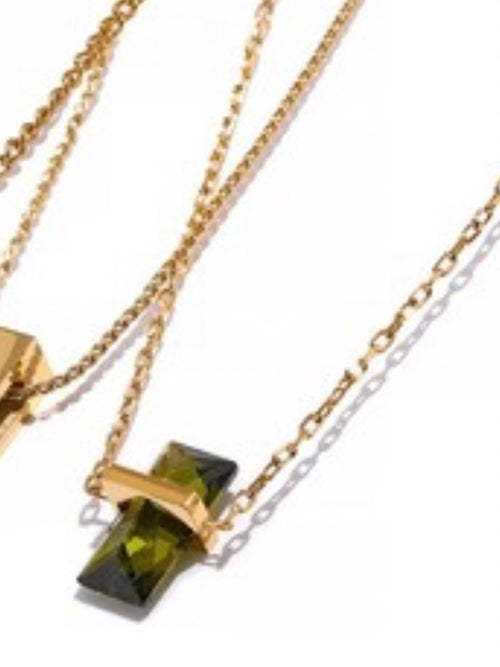 Green Stone Charm Necklace
