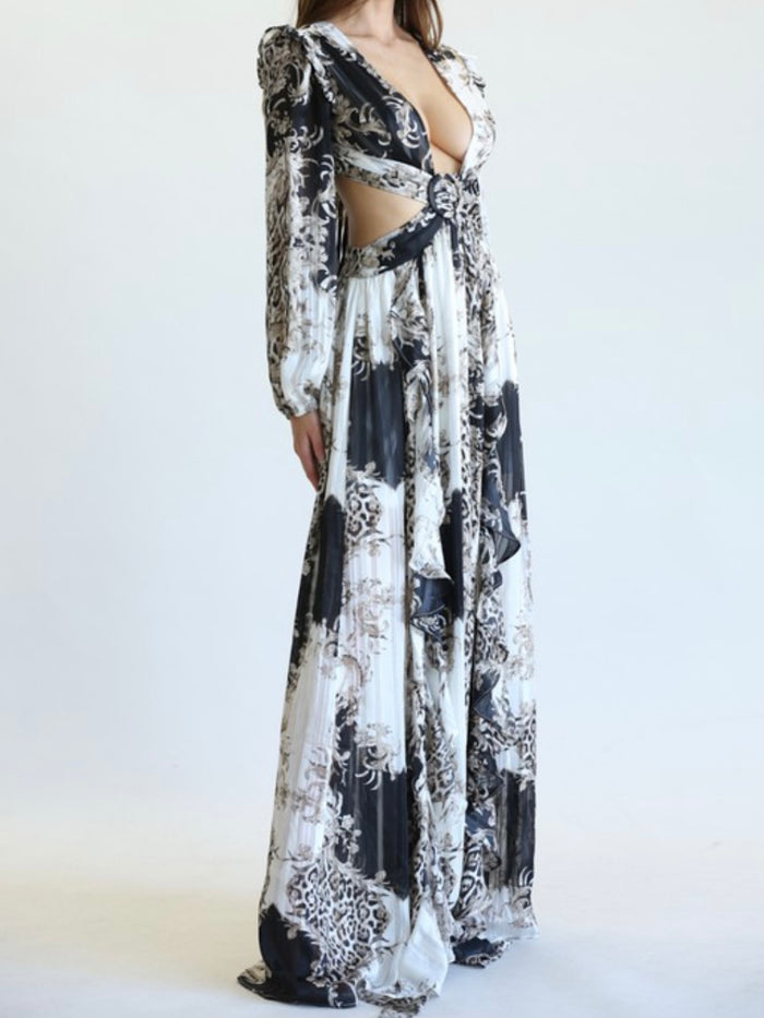 Exquisite Barroque Cutout Maxi Dress