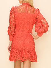 Rust Coral Lace Dress