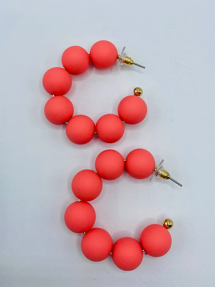 Bright Wood Bead Hoops