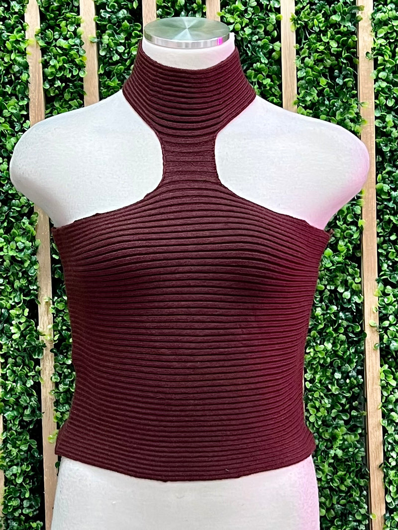 High Neck Ribbed Top