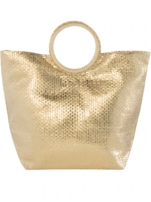 Gold Straw Tote