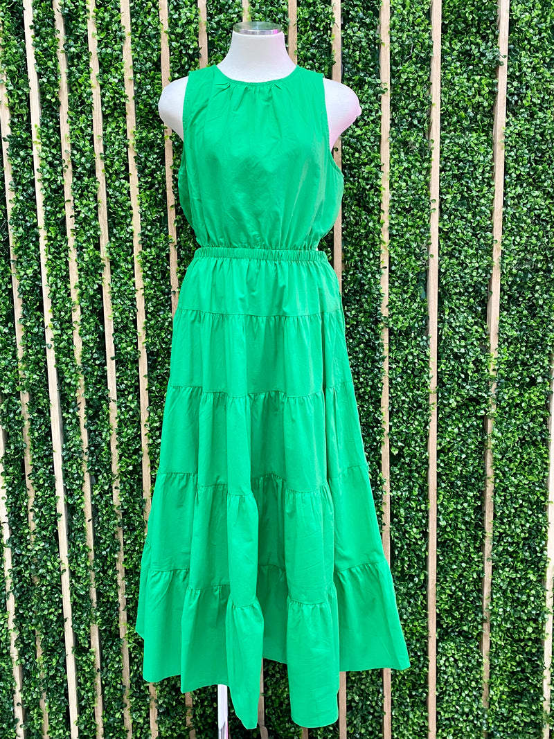 Kelly Green Cutout Midi Dress