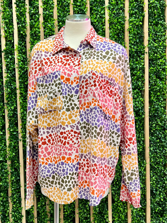 Multi Spots Button Down Blouse