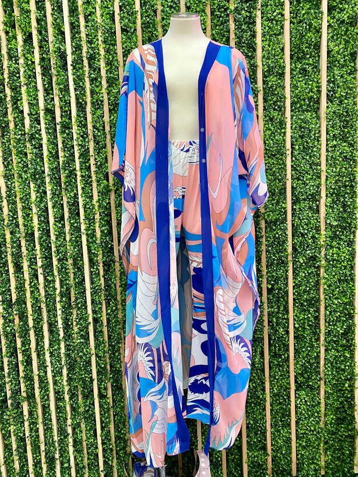Exquisite Blue Print Tunic Set
