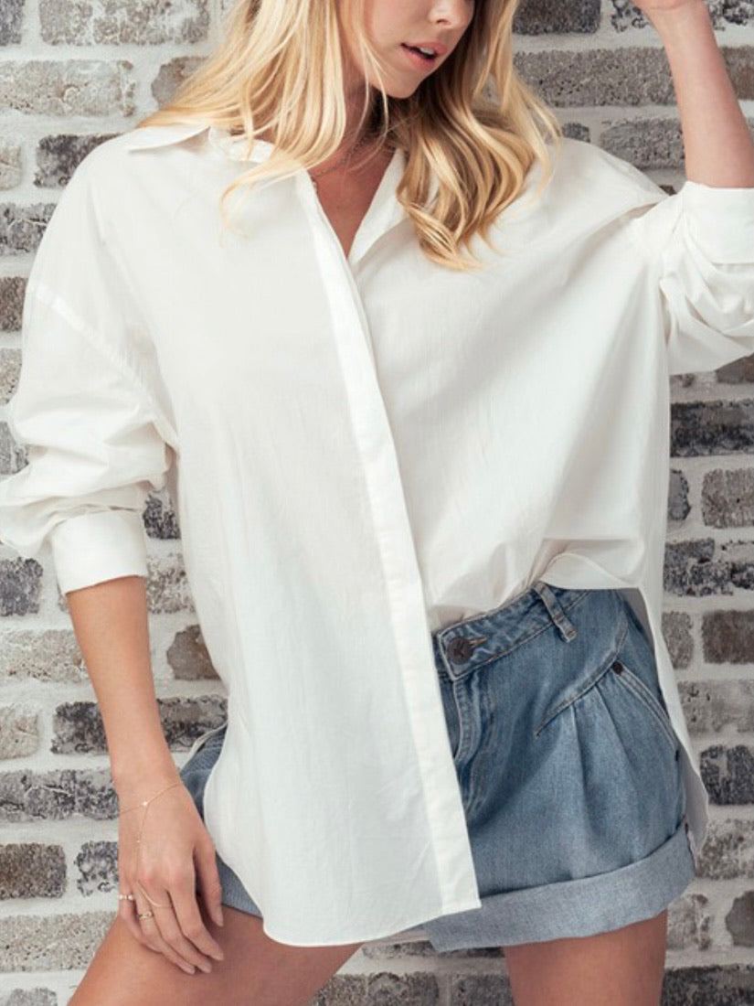 Solid White Button Down Shirt