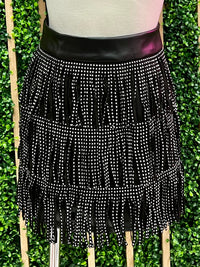 Studded Fringe Short Skirt